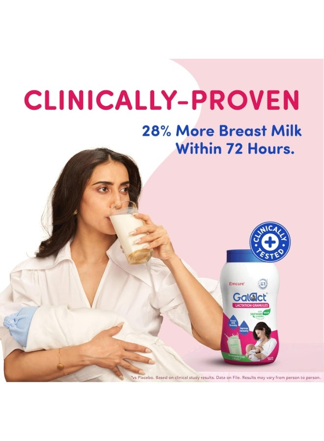 Galact Lactation Granules 400g for Breastfeeding Mothers | 4X Breast Milk Boost | Clinically Tested Lactation Supplement | Shatavari & 6 Herbs | Boost Immunity | Elaichi Flavour | - Image 2