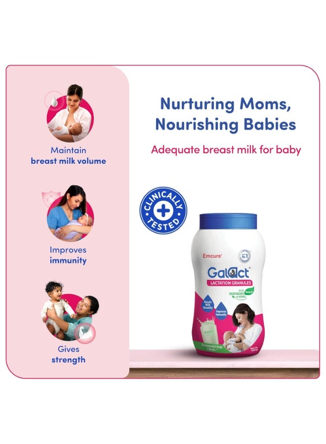 Galact Lactation Granules 400g for Breastfeeding Mothers | 4X Breast Milk Boost | Clinically Tested Lactation Supplement | Shatavari & 6 Herbs | Boost Immunity | Elaichi Flavour | - Image 5