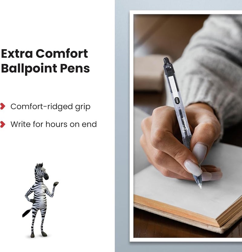 ZEBRA Pen Z Grip Smooth Black Ballpoint Pens, Comfortable ZEBRA Pens With Pocket Clip, Retractable Ballpoint, Reliable Black Biro Pens Multipack For Everyday Use - Medium Point, 5pk - Image 3