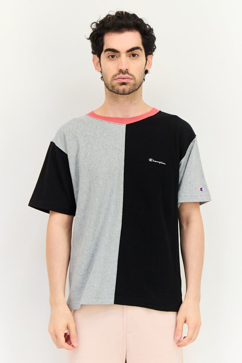 Champion تي شيرت رياضي للرجال بأكمام قصيرة بتصميم ثنائي اللون، متعدد الألوان - Image 1