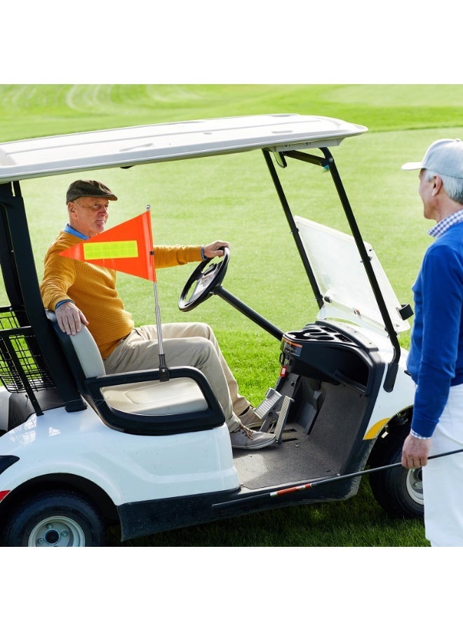 2PCS Reflective Golf Cart Flag Pole Kit Golf Cart Flag Holder Accessories Orange Safety Mount with Reflective Stripe Adjustable Height Flagpole - Image 2