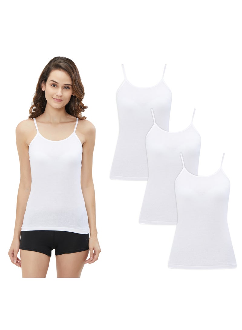 BYC WOMEN'S COTTON CAMISOLE (PACK OF 3) - WHITE  - Image 1