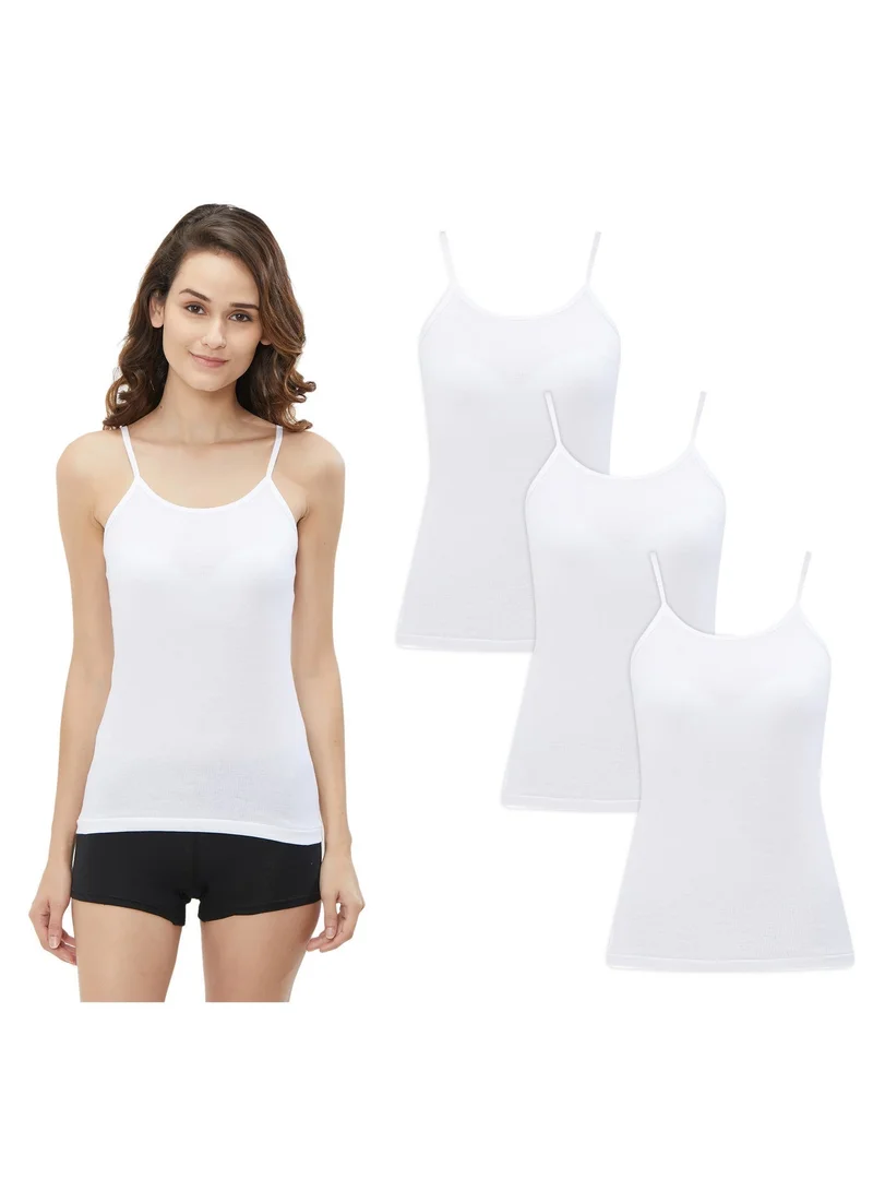 BYC WOMEN'S COTTON CAMISOLE (PACK OF 3) - WHITE