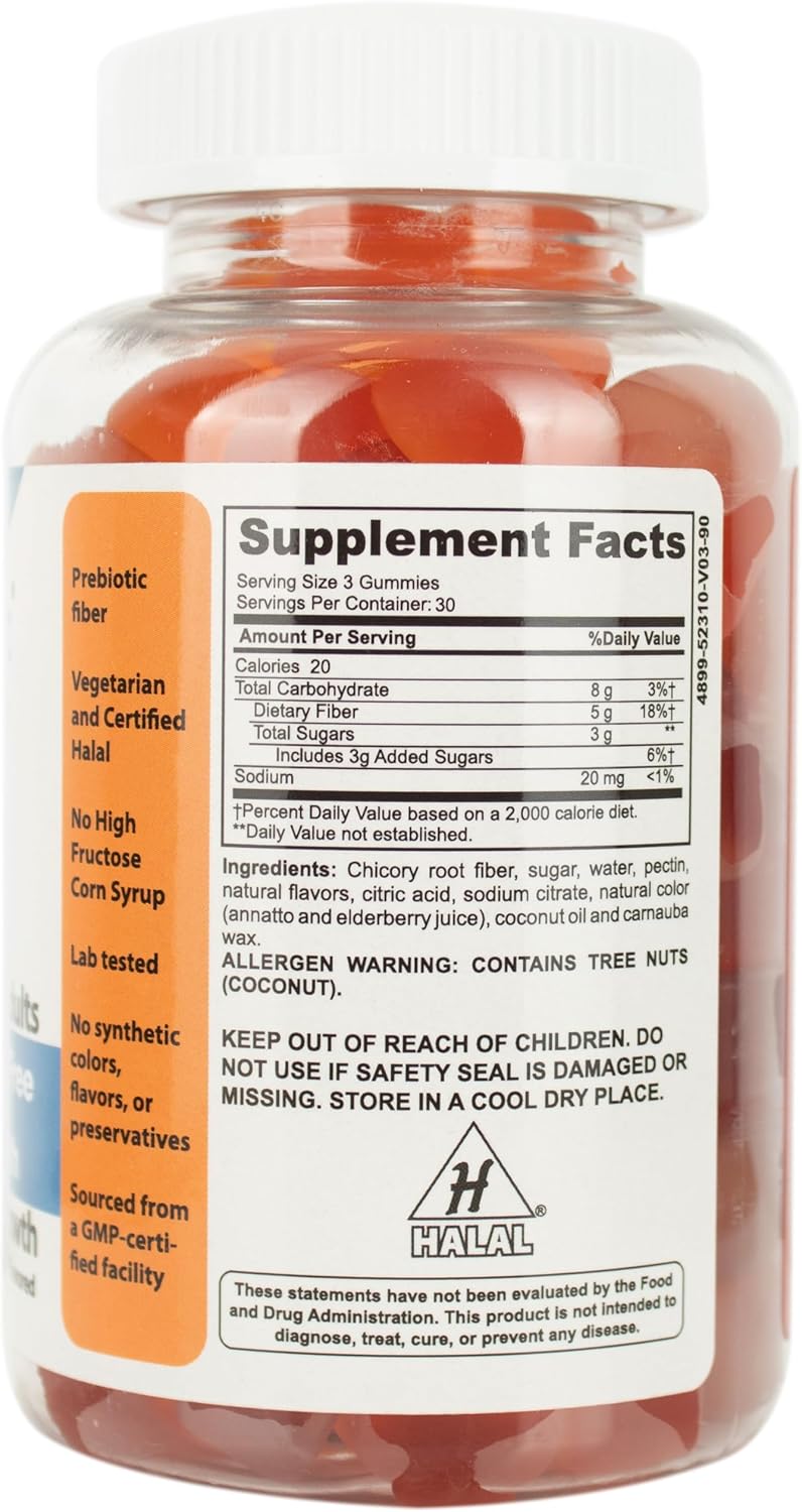 DrFormulas مكمل جوميز الألياف البريبايوتيك من دكتور فورمولا لنقص الألياف للأطفال لتخفيف الإمساك للبالغين والأطفال ملين للبراز لصحة الهضم حلال نباتي خالي من الغلوتين 30 يومًا من الإمدادات القابلة للمضغ - Image 2