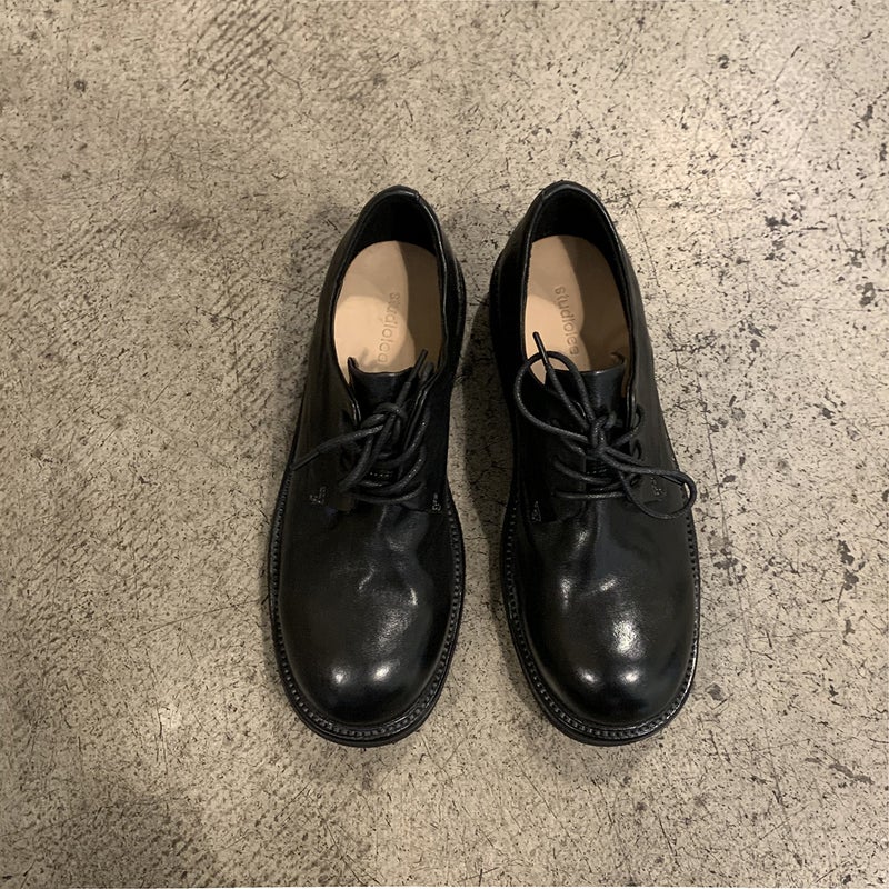 Washed Cowhide ~ Retro Genuine Leather Thick-Soled Loafers For Women, Autumn British Derby Shoes, One-Leg Lace-Up Small Leather Shoes - Image 1