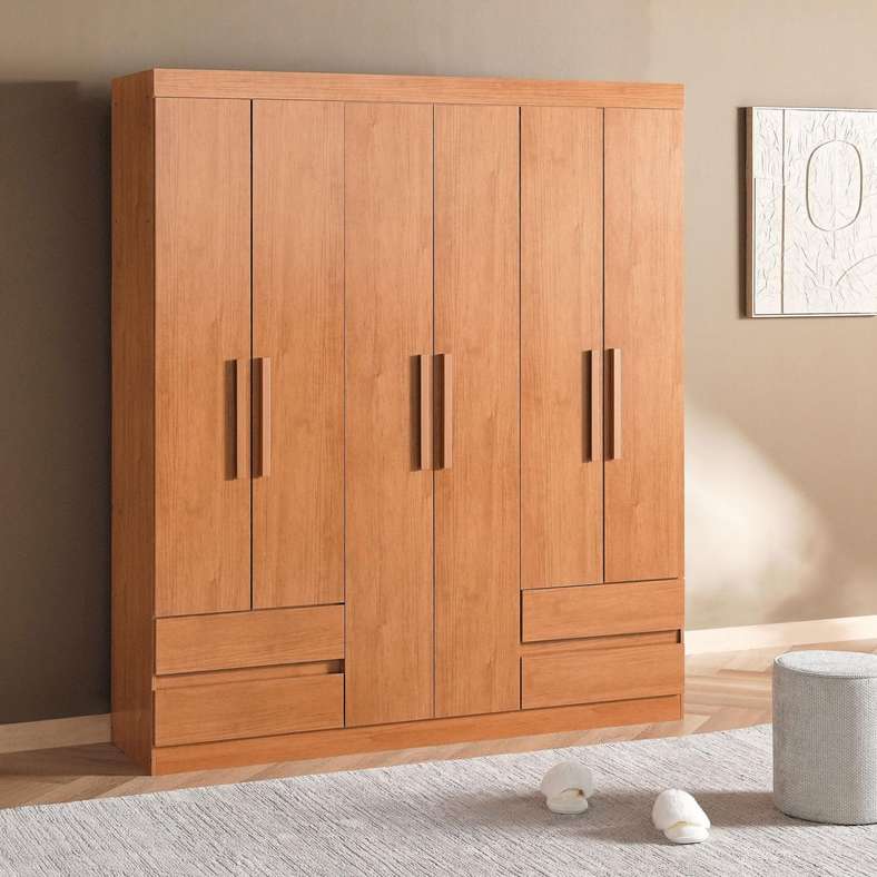 Pan Home خزانة بنيّة بـ 6 أبواب و 4 أدراج - Image 1