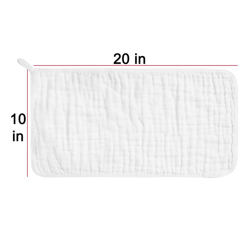 CottCare Muslin Burp Cloths for Baby 100% Cotton Large 20''X10'' 6 Layers Thicken Super Soft and Absorbent (6 Pack,White) - Image 2