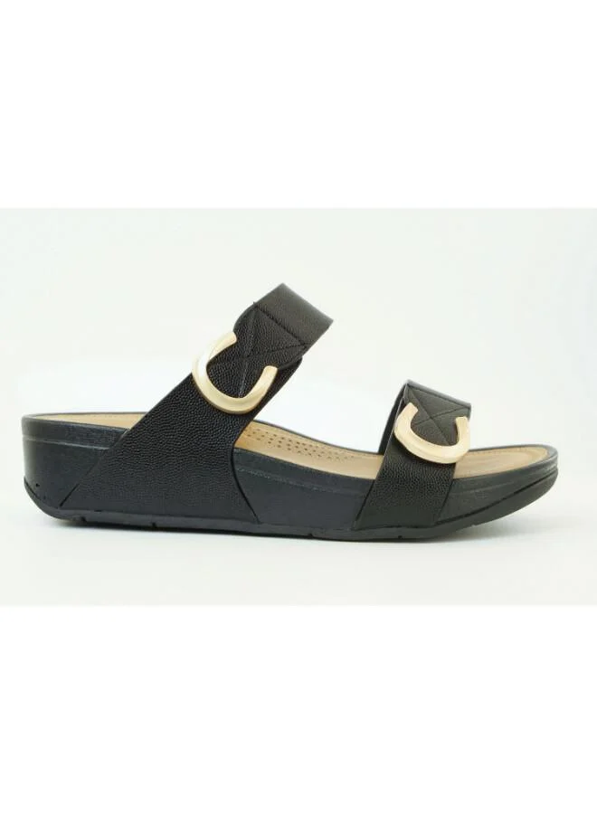 Zayna Black 221-362 Zayna Women's Slip-On Wedge Sandals 25ABT104 Black for Women | Best Price UAE