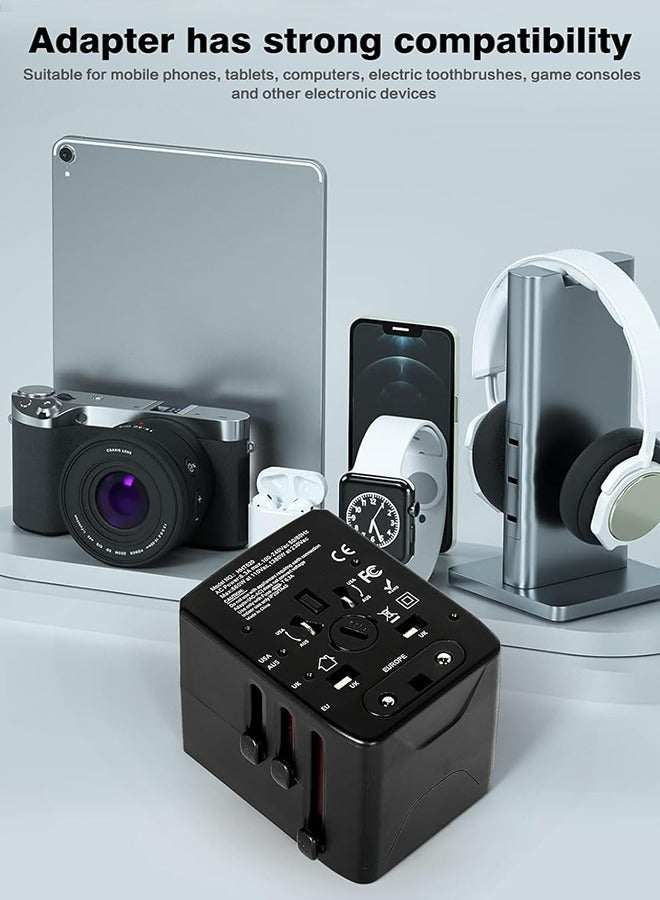 JoyousSto Universal International Power Travel Plug Adapter, 5 in 1 Global Travel Plug Adapter W/ 3.5A 2xUSB-A and 2xUSB C Wall Charger and Worldwide AC Outlet for Europe USA UK AUS Asia Black - Image 5