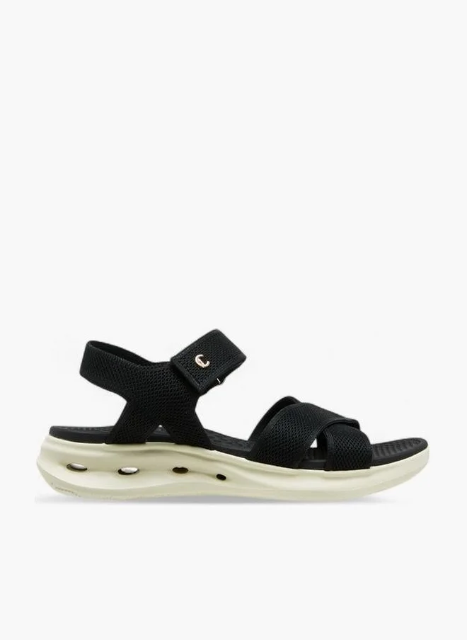 لو كونفورت Textured Cross Strap Sandals With Hook And Loop Closure