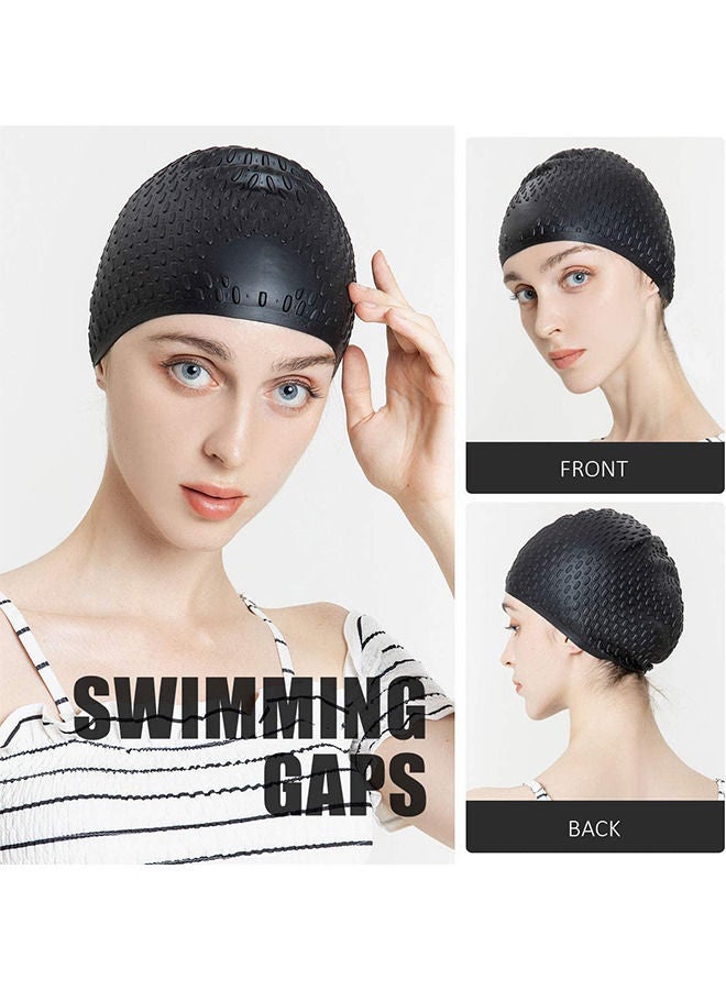غطاء السباحة للنساء والرجال ، والتصميم المريح متين ، والسيليكون غطاء الاستحمام المريح مثالي للشعر القصير المتوسط المتوسط الطويل الأسود - Image 4