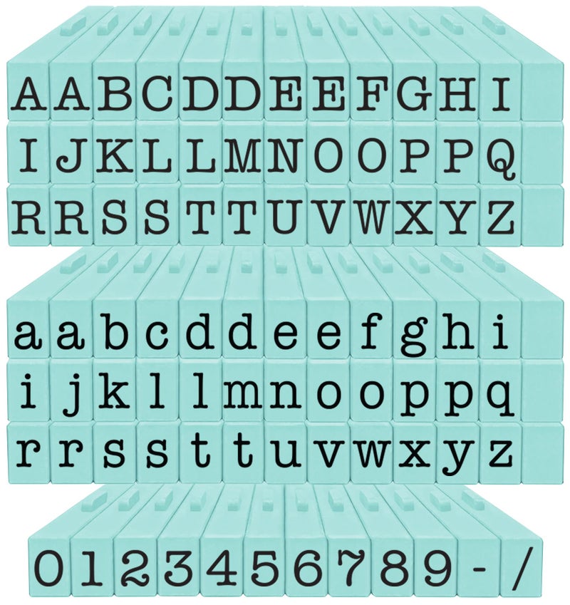 Contact Crafts Pegz Clickable - Connectable Alphabet Stamps American Typewriter Font Uppercase, Lowercase & Numbers Medium Size 90 Pieces - Image 1