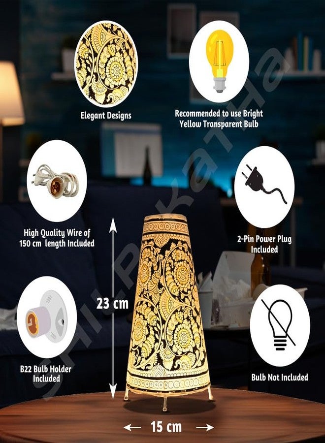 SHILP KATHA Handicraft Leather Table Lamp for Home Decoration | Handmade Side Table Lamp Shade for Bedroom Decor | Decorative Festival Gift for Living Room, Desk Décor | Flower Bliss (9 inch) - Image 4