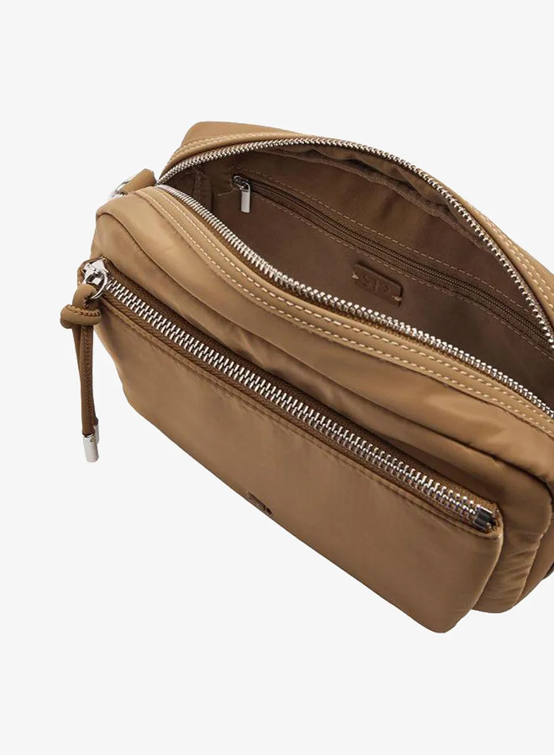 Parfois Brown Nylon Crossbody Bag With Exterior Pockets for Women | Best Price UAE