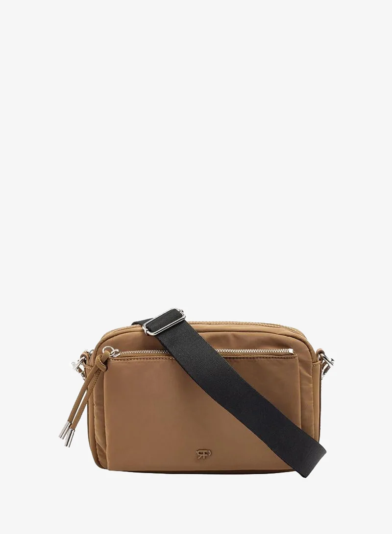 Nylon Crossbody Bag With Exterior Pockets