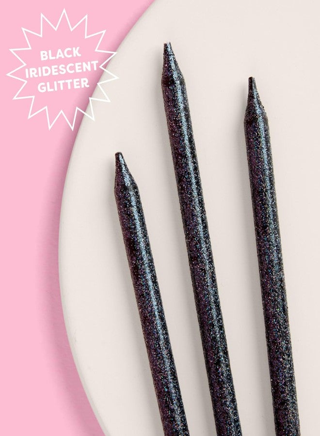 xo, Fetti Black Glitter Cake Candles, Tall Thin - 10 Pcs | Birthday Party Supplies, Bachelorette Cake Decor, Cupcake Topper, Fun Dessert Decorations - Image 2