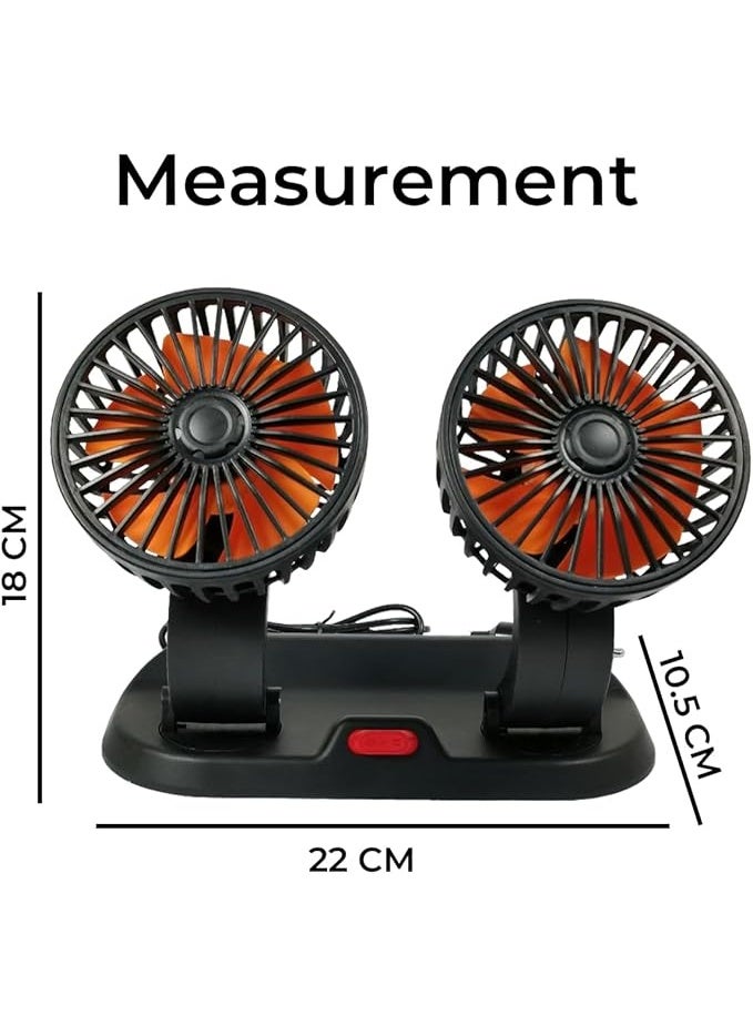 Toy Box Double-Headed Vehicle Fan, 360° Rotatable Dual Heads, Ultra Quiet, Strong Wind, Adjustable Speed, USB Powered, Ideal for Cars, Trucks, Office and Camping.  - Image 3
