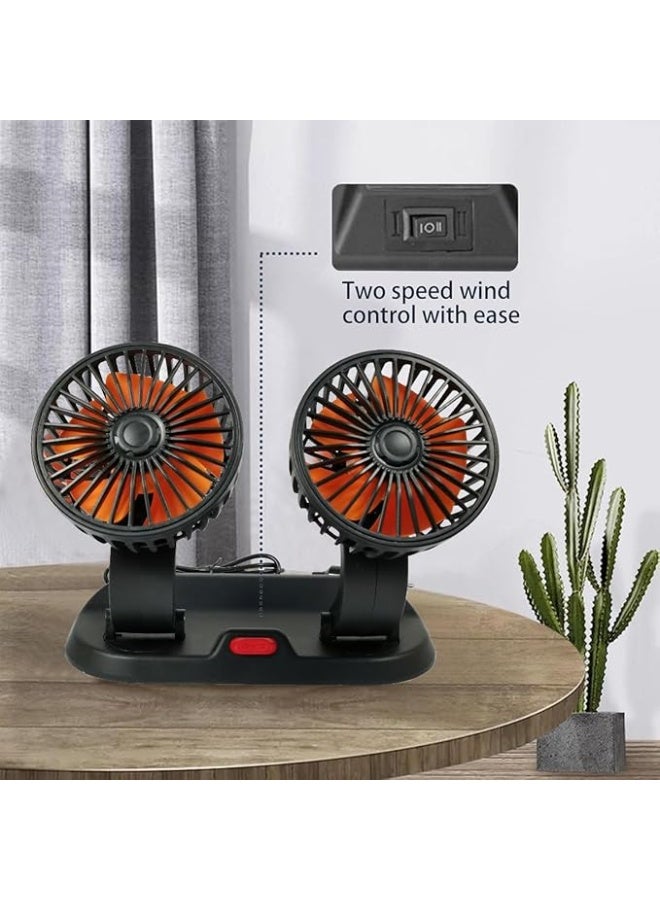 Toy Box Double-Headed Vehicle Fan, 360° Rotatable Dual Heads, Ultra Quiet, Strong Wind, Adjustable Speed, USB Powered, Ideal for Cars, Trucks, Office and Camping.  - Image 2