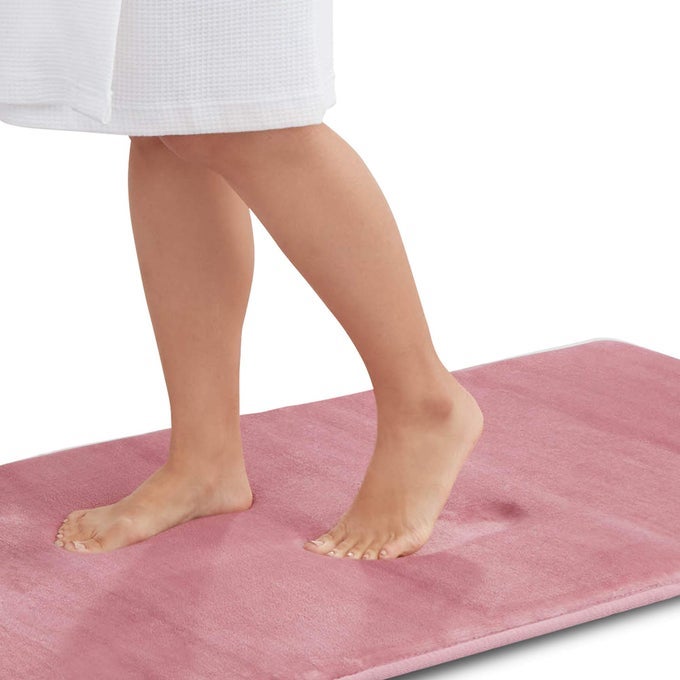 MEMORY FOAM BATH MAT NON SLIP ABSORBENT SUPER COZY VELVET BATHROOM RUG CARPET 22 INCHES X 36 INCHES MAUVE