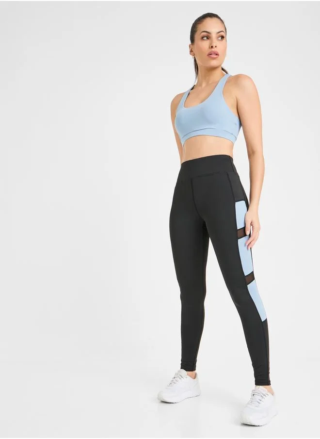 ستايلي Styli Pack of 3 - Solid Top- Slogan Print Strap Sports Bra and Leggings