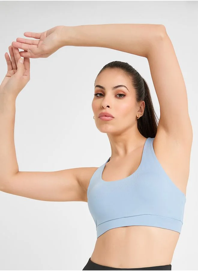 ستايلي Pack of 3 - Solid Top, Slogan Print Strap Sports Bra & Leggings