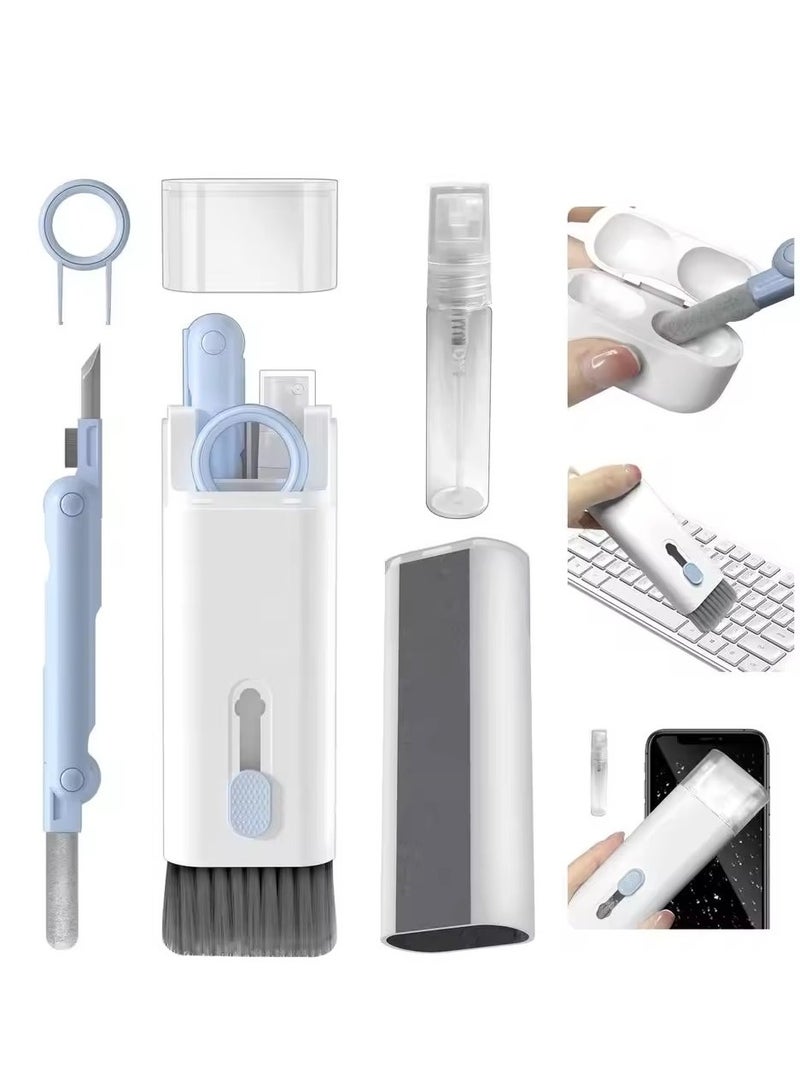 New 7-in-1 portable headset cleaning pen multi-function computer keyboard cleaning dust tool brush blue  - Image 1