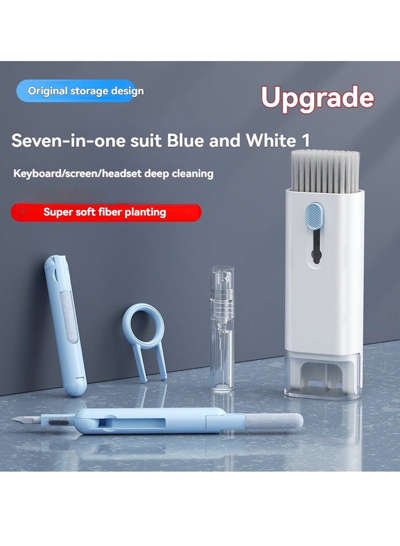 New 7-in-1 portable headset cleaning pen multi-function computer keyboard cleaning dust tool brush blue  - Image 3