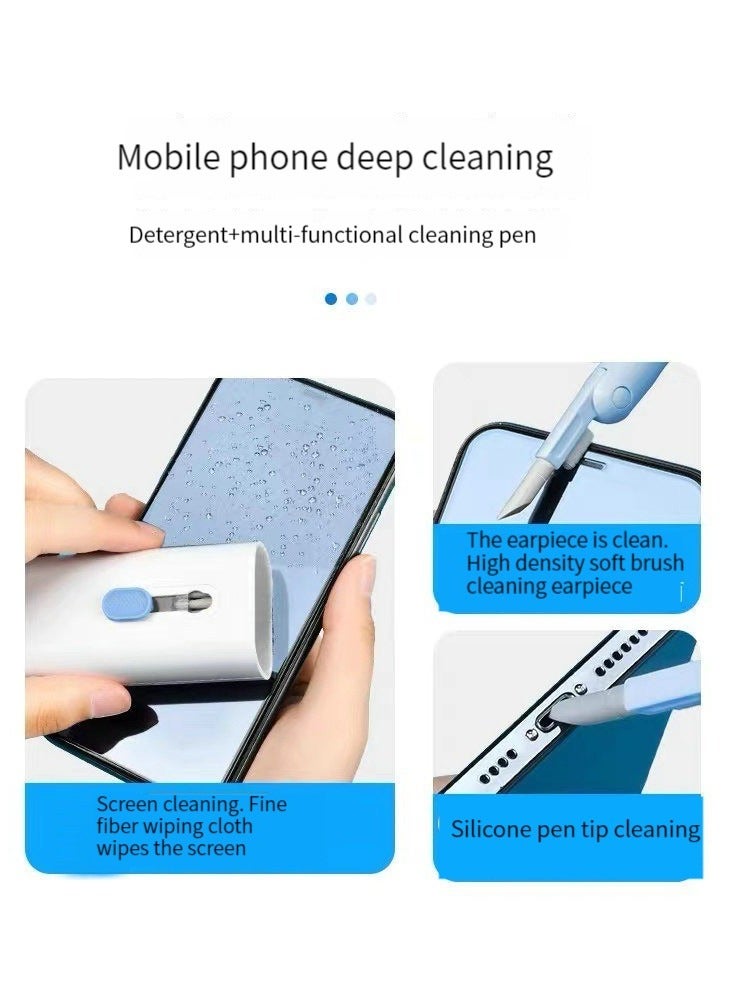 New 7-in-1 portable headset cleaning pen multi-function computer keyboard cleaning dust tool brush blue  - Image 4