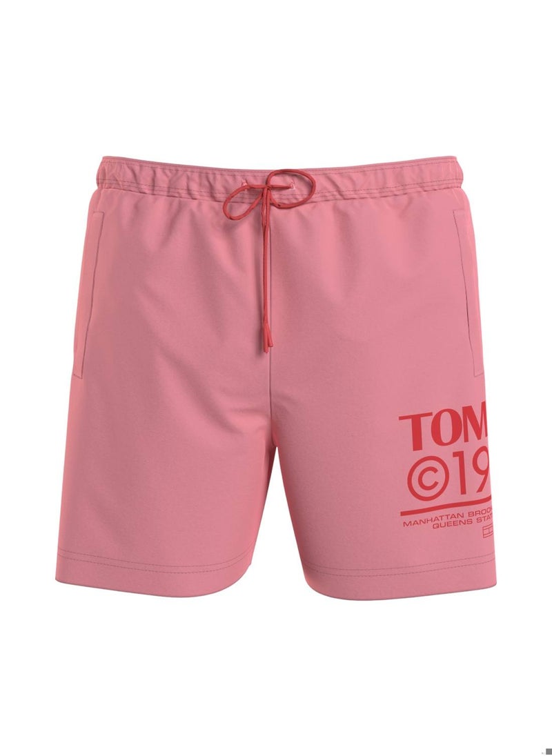 TOMMY JEANS Logo Drawstring Mid Length Slim Swim Shorts,  - Image 1