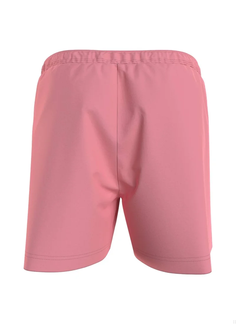 TOMMY JEANS Men's Logo Drawstring Mid Length Slim Swim Shorts - Polyester, Pink