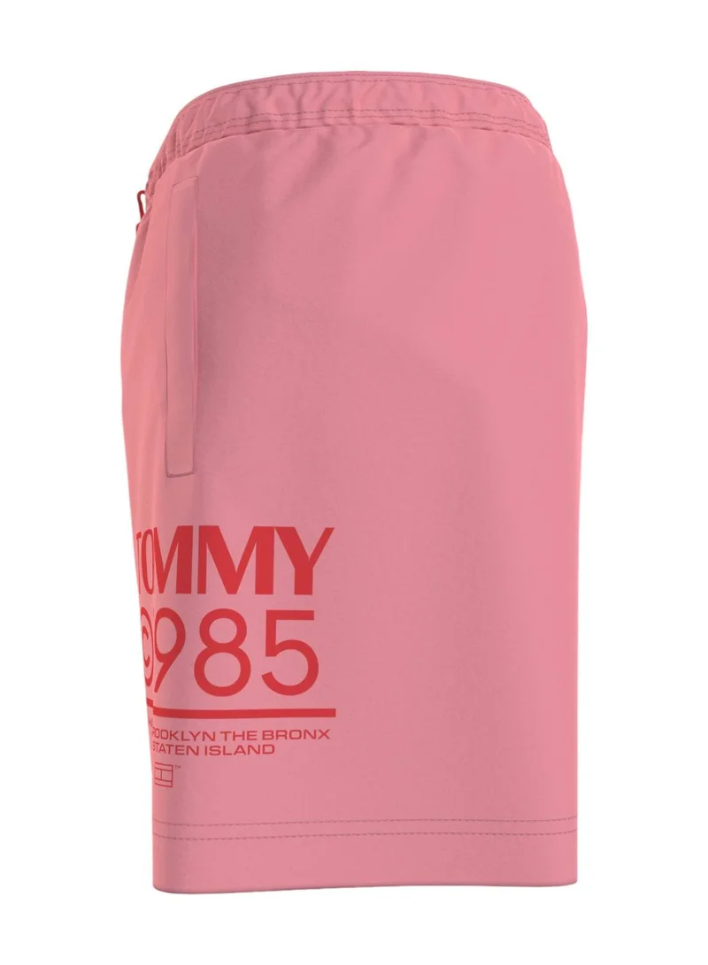 TOMMY JEANS Logo Drawstring Mid Length Slim Swim Shorts,