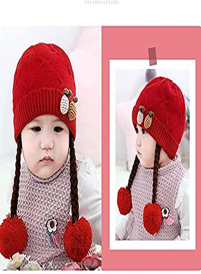 Malvina Baby Girl's Infant Winter Hat Beanies Crochet Warm Knitted Choti Hat (Red,1-2 Years) - Image 2