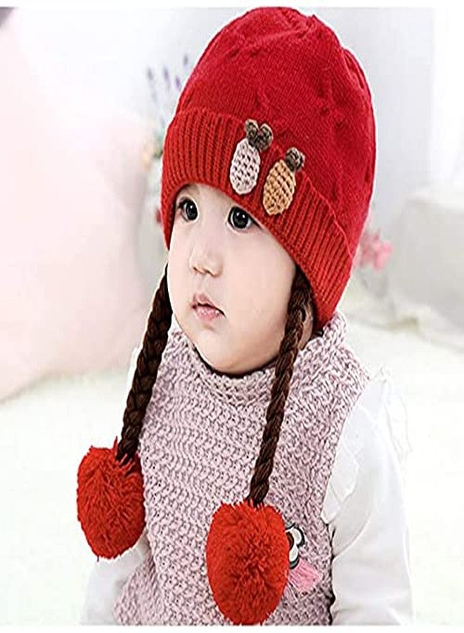 Malvina Baby Girl's Infant Winter Hat Beanies Crochet Warm Knitted Choti Hat (Red,1-2 Years) - Image 3