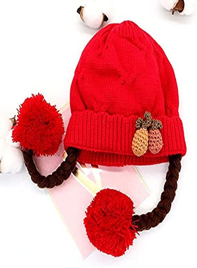 Malvina Baby Girl's Infant Winter Hat Beanies Crochet Warm Knitted Choti Hat (Red,1-2 Years) - Image 4