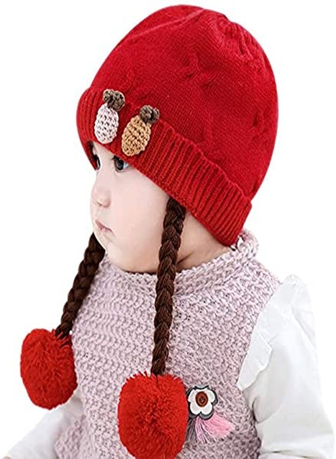 Malvina Baby Girl's Infant Winter Hat Beanies Crochet Warm Knitted Choti Hat (Red,1-2 Years) - Image 1