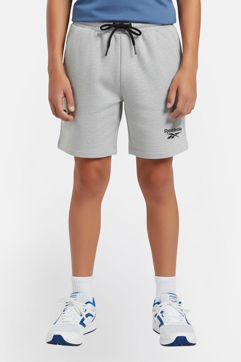 Reebok Kids Boy Brand Logo Outdoor Terry Shorts, Grey - Image 1
