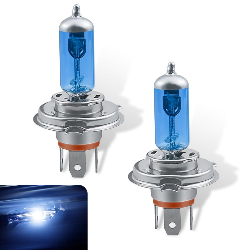 Flygun 2 PCS H4 Automotive Halogen Bulb DC12V 90100W Highpower 360 Ultrawhite Light Condenser Cooling Fog Lamp Integrated Design Modification Accessories Suitable for Most Car Models White