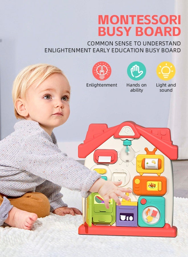 Soft Touch Baby Montessori Busy Board Interactive Activity Board Sensory Toy with Light and Music Toddler Educational Toy Baby Travel Activity Toy for 12 Months+  - Image 3
