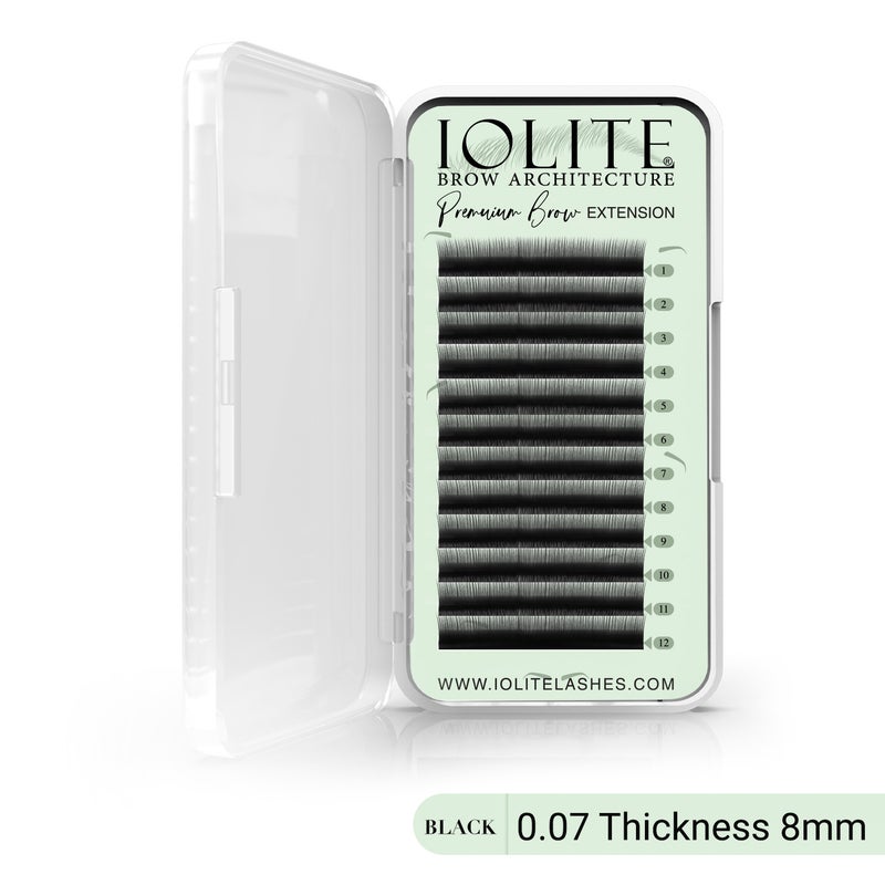 IOLITE Premium Eyebrow Extension Brow Natural False Eyebrows in Tray - Brow Extension 0.07T Thickness ; Length - 8mm, 9mm, Mix -Black