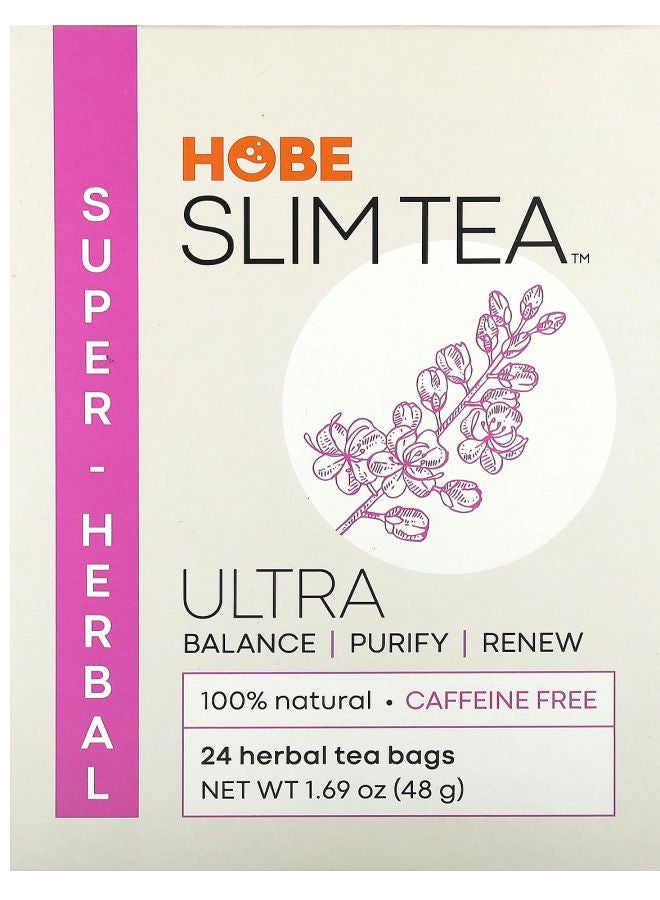 Hobe Labs Ultra Slim Tea Super Herbal Caffeine Free 24 Herbal Tea Bags 1.69 oz (48 g) Each 
