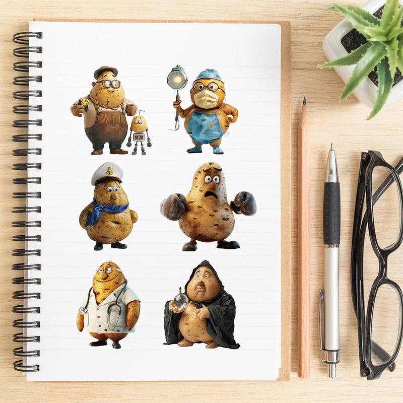 YOKSAS 50PCS Funny Potato Meme Stickers Pack â€“ Waterproof Clear Cute 3D Cartoon Potato Man Occupation Stickers for Scrapbooking, Laptops, Water Bottles, Journals, Crafts Supplies - Image 4