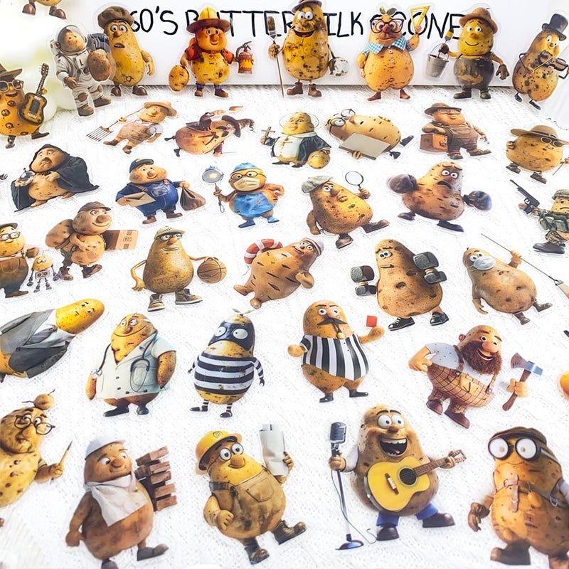 YOKSAS 50PCS Funny Potato Meme Stickers Pack â€“ Waterproof Clear Cute 3D Cartoon Potato Man Occupation Stickers for Scrapbooking, Laptops, Water Bottles, Journals, Crafts Supplies - Image 2