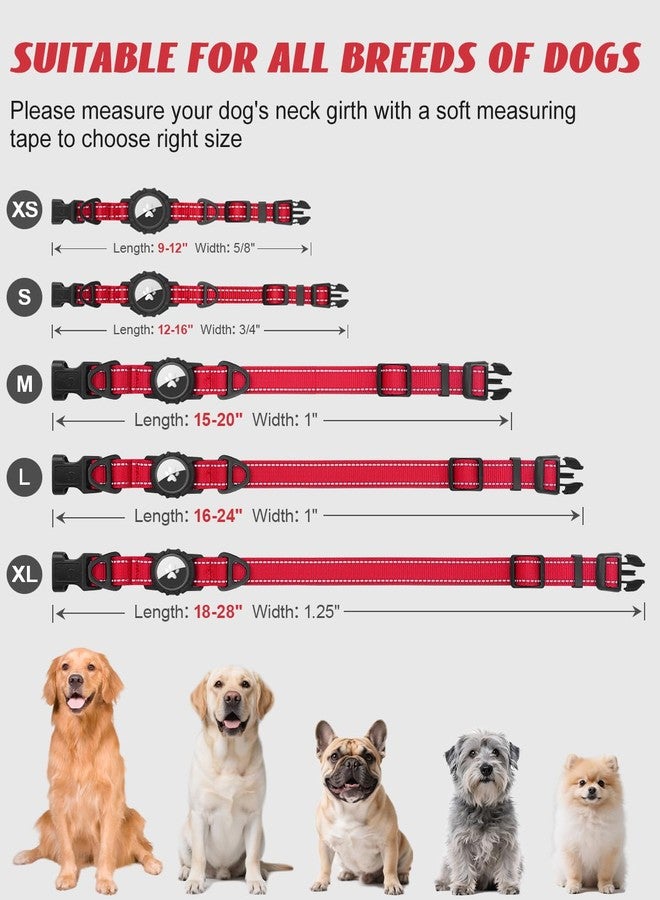 Joytale Airtag Dog Collar, Reflective Dog Collar with AirTag Holder, Dual D-Rings Durable Pet Collar, Soft Padded Adjustable Collar for Medium Dogs, Red, M - Image 5