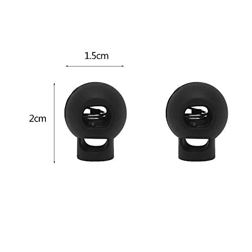 Hysagtek 100 Pcs Plastic Cord Locks For Drawstrings  Adjustable Round Single Hole Spring Toggles Cord Stops Cord Stoppers For Paracord  Shoelaces  Pants  Sports  Black - Image 2
