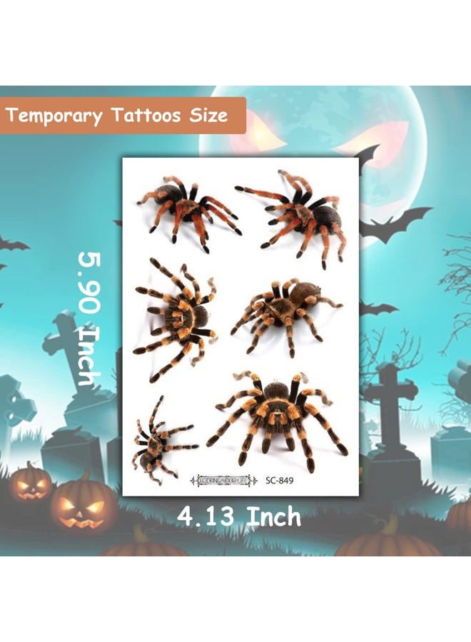 Hohamn Halloween Spider Temporary Tattoos, 12 Sheets Halloween Tattoos 3D Spider Tattoos for Kids Halloween Party Favors Festivals - Image 3
