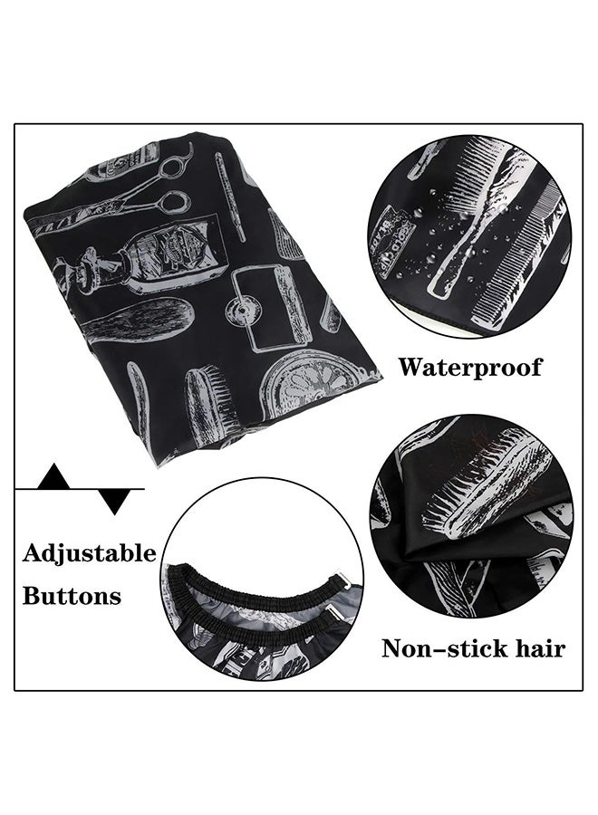 QIRRA 2PCS Professional Hair Cutting Cape with Neck Duster Brush – Waterproof Snap Closure Salon Cape for Men, Women & Kids, Printed Design for Stylish Hairdressing  - Image 4