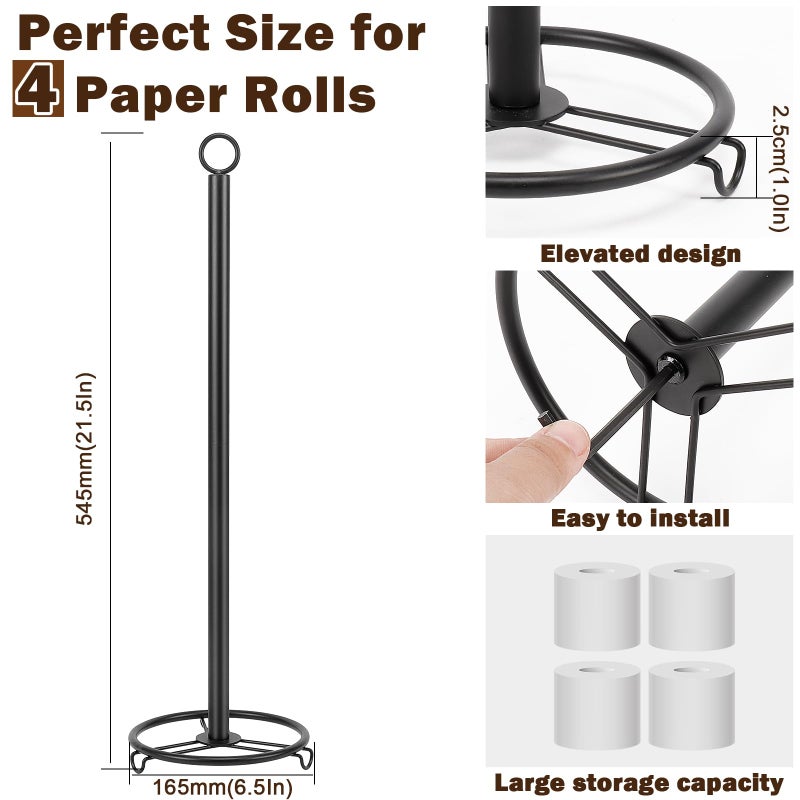 Siyzda Bath Toilet Paper Holder  Toilet Tissue Holder for Paper Rolls  Metal Toilet Paper Organizer Storage  Tissue Roll Holder Stand for Bathroom/Kitchen Countertop (21  H  Matte Black) - Image 2