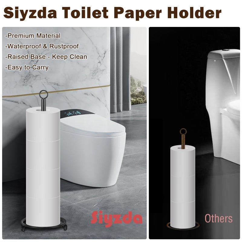 Siyzda Bath Toilet Paper Holder  Toilet Tissue Holder for Paper Rolls  Metal Toilet Paper Organizer Storage  Tissue Roll Holder Stand for Bathroom/Kitchen Countertop (21  H  Matte Black) - Image 3