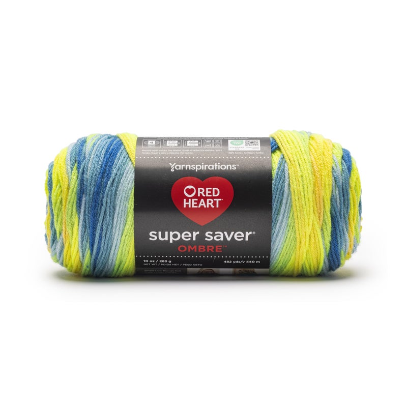 Red Heart Super Saver Ombre Electric Yarn - 2 Pack of 283g/10oz - 100% Acrylic - #4 Worsted (Medium) - 482 Yards - Knitting/Crochet - Image 2