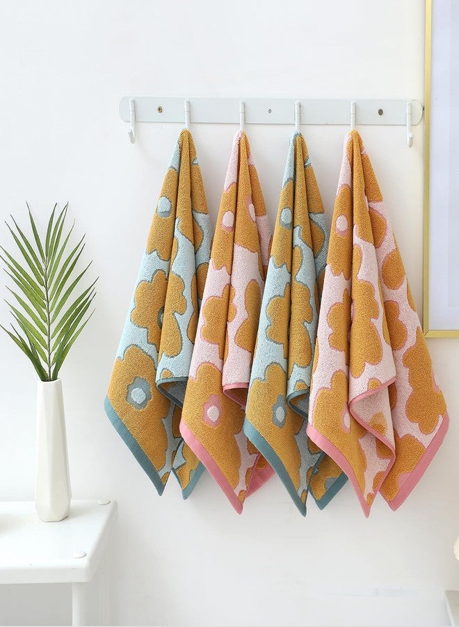 Pidada Hand Towels Set of 2 Floral Pattern 100% Cotton Absorbent Soft Decorative Towel for Bathroom (Aqua Blue) - Image 5